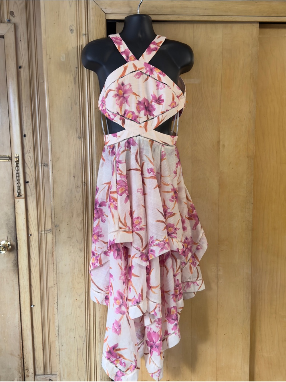 Lulu's Pink Cream Floral Cutout Sundress